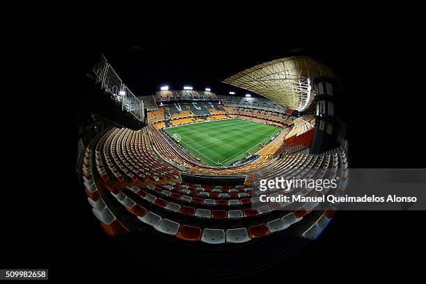 General view of the stadium prior to La Liga match between Valencia CF and RCD Espanyol at Estadi de Mestalla on February 13, 2016 in Valencia, Spain.
