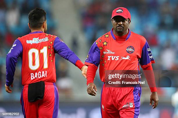 Muttiah Muralitharan of Gemini Arabians walks off during the Final match of the Oxigen Masters Champions League between Gemini Arabians and Leo Lions...