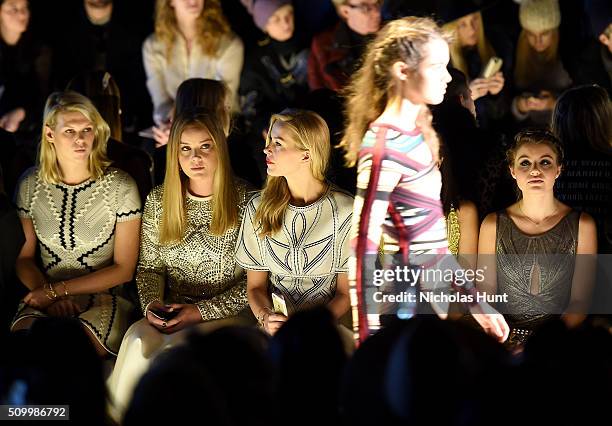 Alexandra Richards, Abbie Cornish, Petra Nemcova, and Sami Gayle attend the Herve Leger By Max Azria Fall 2016 fashion show during New York Fashion...