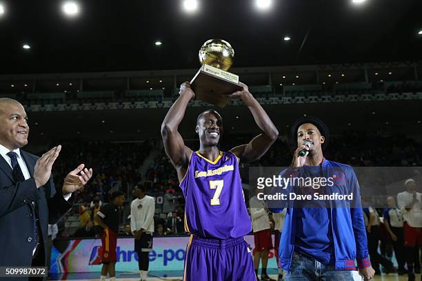 Andre Ingram of the Los Angeles D-Fenders wins the NBA D-League All-Star 3 Point Contest during the NBA D-League All-Star Game 2016 presented by...