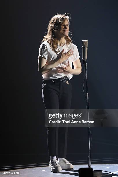Heloise Letissier AKA "Christine and the Queens" performs during "Les Victoires De La Musique" at Le Zenith on February 12, 2016 in Paris, France.