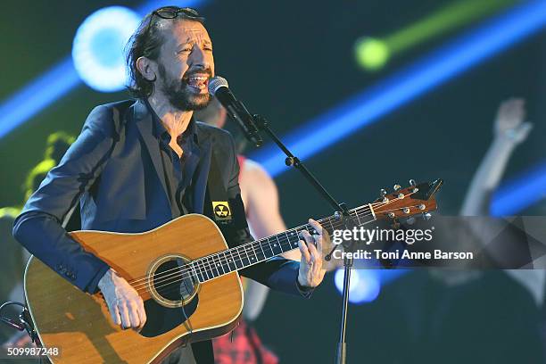 Nataf of the "Innocents" Band performs during "Les Victoires De La Musique" at Le Zenith on February 12, 2016 in Paris, France.