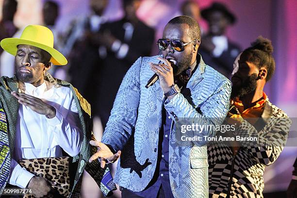 Gandhi Djuna AKA Maitre Gims performs during "Les Victoires De La Musique" at Le Zenith on February 12, 2016 in Paris, France.