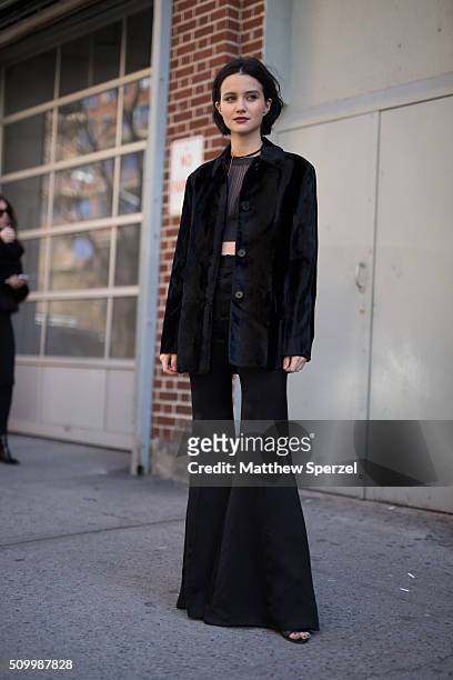 Julia goldani telles is seen at Jill Stuart wearing Jill Stuart everything during New York Fashion Week: Women's Fall/Winter 2016 on February 13,...