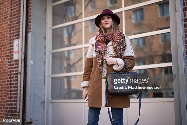 Casey Winston is seen at Jill Stuart wearing Parisian local hat, Thailand local scarf, Saks coat, Zara pants, Mcqueen bag, Chanel shoes during New...