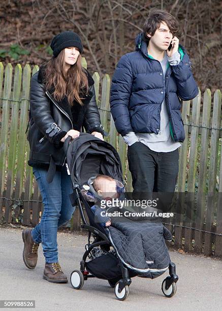 Keira Knightley and James Righton are seen enjoying a day out in Hampstead Heath on February 09, 2016 in London, England.
