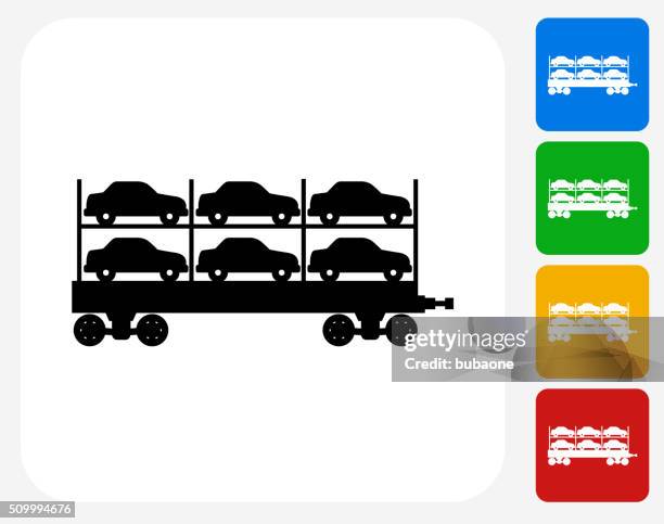 car shipping icon flat graphic design - flatbed trailer stock illustrations