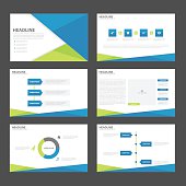 Blue Green presentation templates Infographic elements flat design set