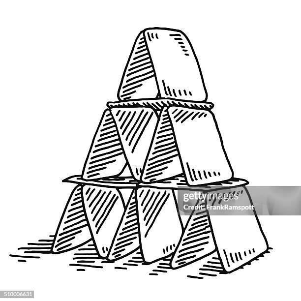 house of cards drawing - card house stock illustrations