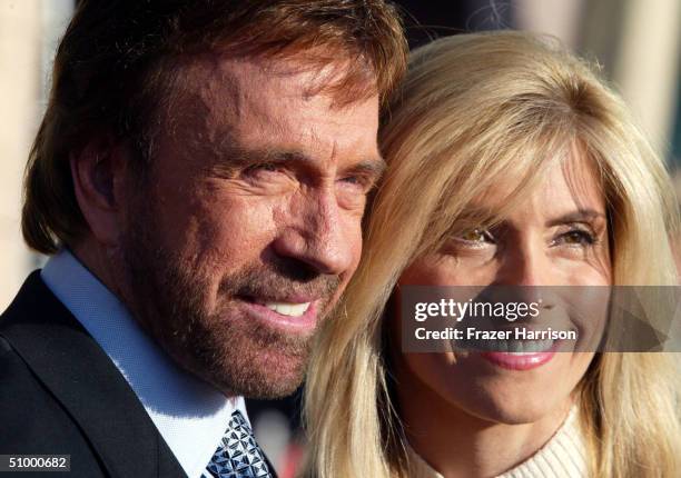 Actor Chuck Norris and his wife Gena O'Kelley arrive at the Academy of Television Arts and Sciences Hall of Fame Induction Ceremony on June 26, 2004...