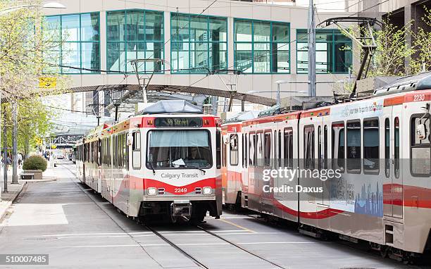calgary transit trains - calgary train stock pictures, royalty-free photos & images