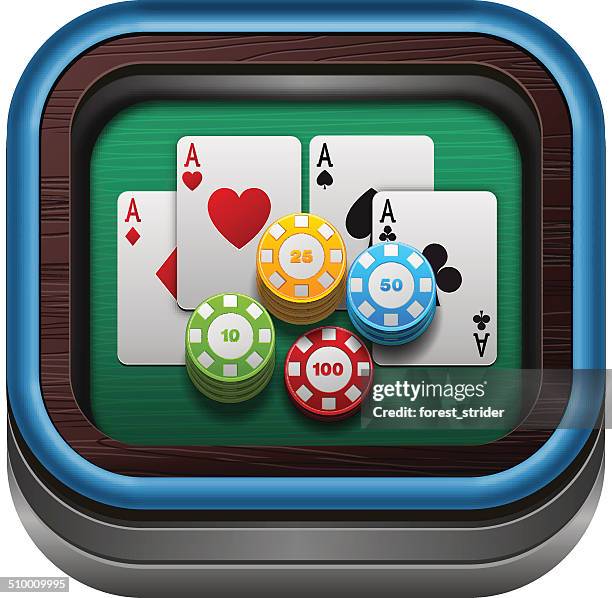 gambling icon - chips on table stock illustrations