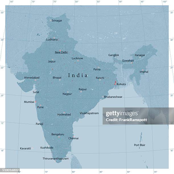 india vector road map - longitude stock illustrations