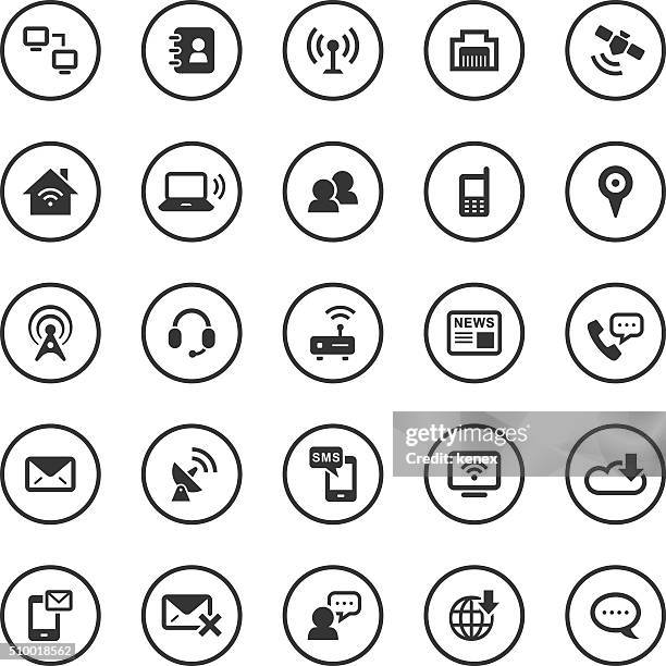 circle icons set | communication - text message screen stock illustrations