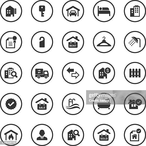 circle icons set | real estate - moving office stock illustrations