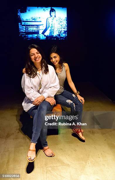 Ambika Hinduja Macker , Conscious Space Designer poses with her sister, Satya Hinduja, the Sound Artist during Hanami, an immersive art show she...