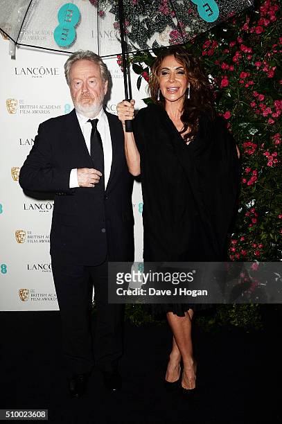 Ridley Scott and Giannina Facio attend the Lancome BAFTA nominees party at Kensington Palace on February 13, 2016 in London, England.