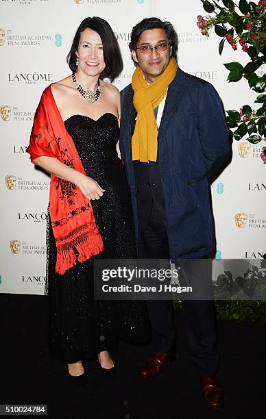 Victoria Harwood and Asif Kapadia attend the Lancome BAFTA nominees party at Kensington Palace on February 13, 2016 in London, England.