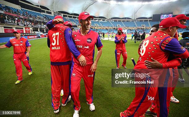 Graham Onions of Gemini Arabians and his team-mates celebrate victory at the end of the match during the Final match of the Oxigen Masters Champions...