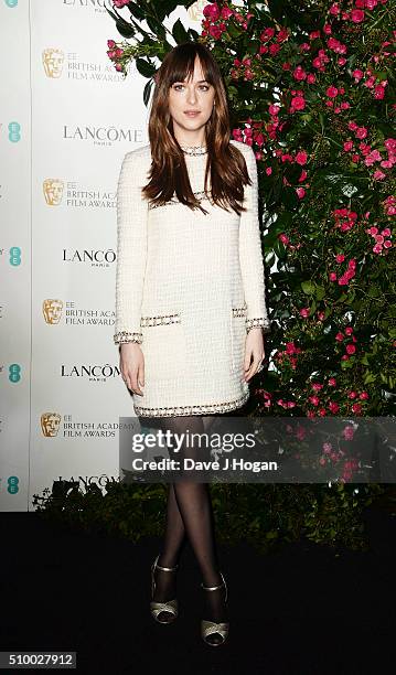 Dakota Johnson attends the Lancome BAFTA nominees party at Kensington Palace on February 13, 2016 in London, England.
