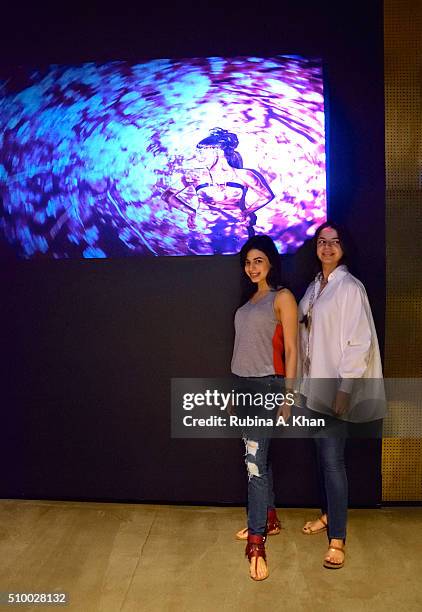 Ambika Hinduja Macker , Conscious Space Designer poses with her sister, Satya Hinduja, the Sound Artist during Hanami, an immersive art show she...