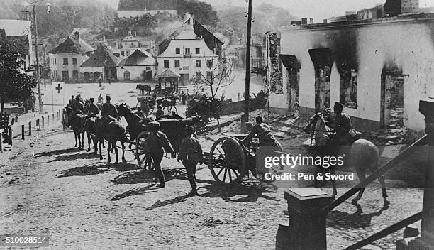 Artillery Moving Through Town, 1914-1918, France.