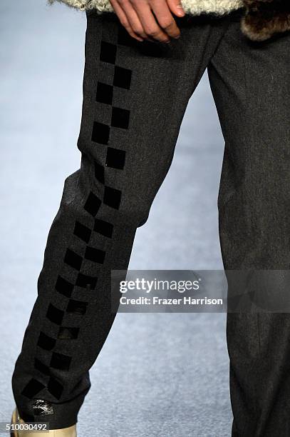 Model walks the runway wearing Son Jung Wan Fall 2016 during New York Fashion Week: The Shows at The Dock, Skylight at Moynihan Station on February...