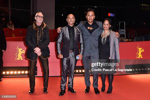 Director Lee Tamahori, actors Temuera Morrison, Akuhata Keefe and Nancy Brunning attend the 'The Patriarch' premiere during the 66th Berlinale...