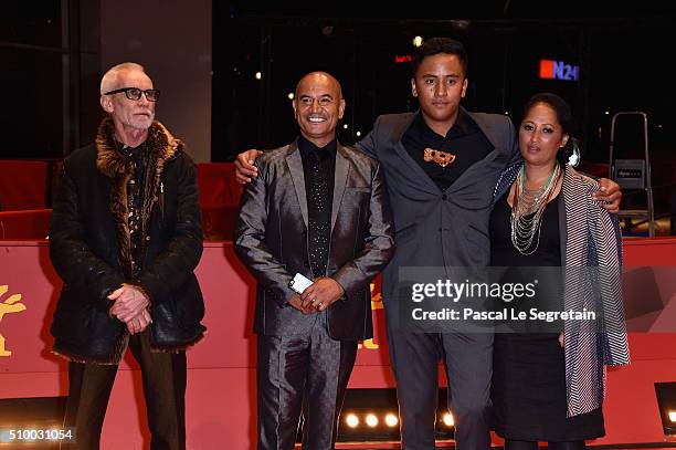 Director Lee Tamahori, actors Temuera Morrison, Akuhata Keefe and Nancy Brunning attend the 'The Patriarch' premiere during the 66th Berlinale...