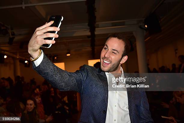 Personality Micah Jesse attends the Pyer Moss Fall 2016 show during MADE Fashion Week at Milk Studios on February 13, 2016 in New York City.