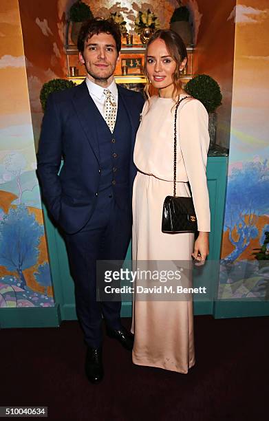 Sam Claflin and Laura Haddock attend the Charles Finch and Chanel Pre-BAFTA cocktail party and dinner at Annabel's on February 13, 2016 in London,...