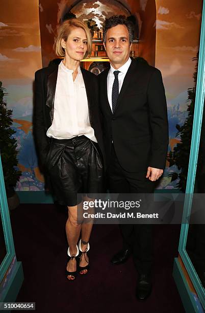 Sunrise Coigney and Mark Ruffalo attend the Charles Finch and Chanel Pre-BAFTA cocktail party and dinner at Annabel's on February 13, 2016 in London,...