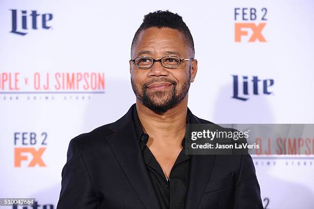 Actor Cuba Gooding, Jr. Attends the premiere of "American Crime Story - The People V. O.J. Simpson" at Westwood Village Theatre on January 27, 2016...