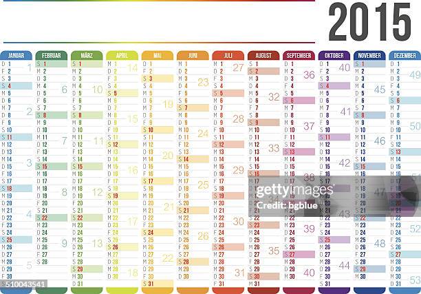 deutsche kalender 2015 - fourniture de bureau stock-grafiken, -clipart, -cartoons und -symbole