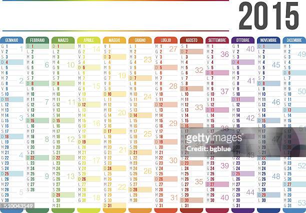 italian calendar 2015 - fourniture de bureau stock illustrations