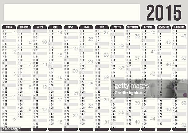 spanische kalender 2015 - fourniture de bureau stock-grafiken, -clipart, -cartoons und -symbole