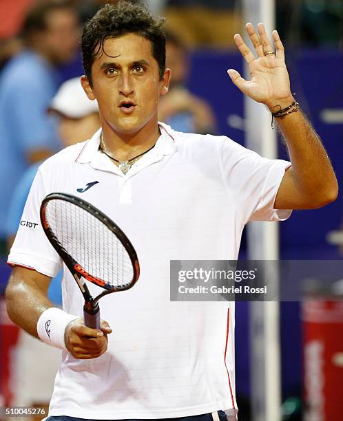 Nicolas Almagro of Spain celebrates after winning the match between Nicolas Almagro of Spain and David Ferrer of Spain as part of ATP Argentina Open...