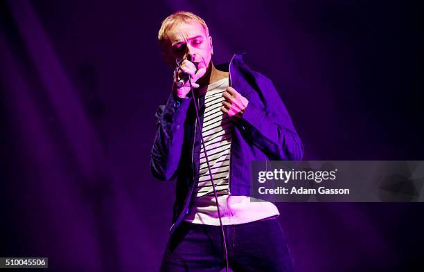 Karl Hyde from Underworld performs on the second day of the BBC 6 Music Festival at Colston Hall on February 13, 2016 in Bristol, England.