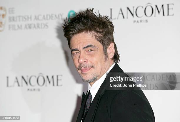Benicio del Toro attends the Lancome BAFTA nominees party at Kensington Palace on February 13, 2016 in London, England.