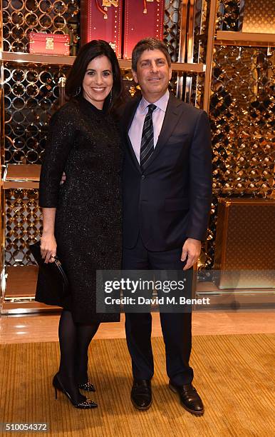 Laura Shell and Jeff Shell attend the Louis Vuitton pre-BAFTA party at the New Bond Street store on February 13, 2016 in London, England.