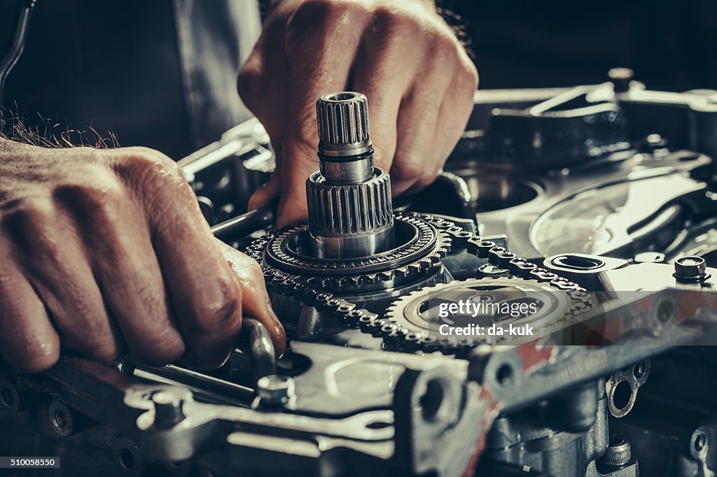 CVT gearbox repair closeup