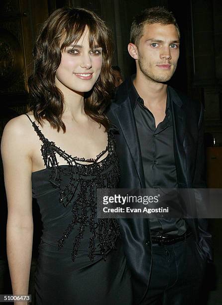 Actress Keira Knightley and boyfriend Jamie Dornan attend the "King Arthur" world premiere after-party at The Cathedral Church of St. John The...