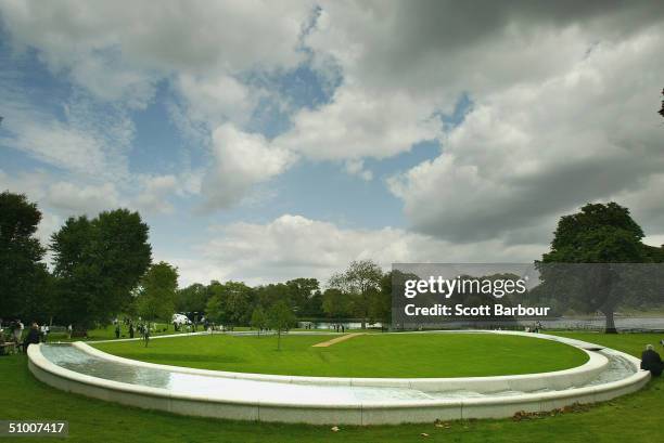 General view of The Diana, Princess of Wales Memorial Fountain in Hyde Park on June 29, 2004 in London, England. The fountain by the American...