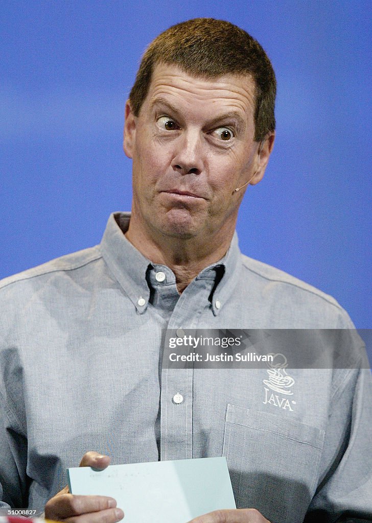 Sun Microsystems CEO Scott McNealy delivers the keynote address at