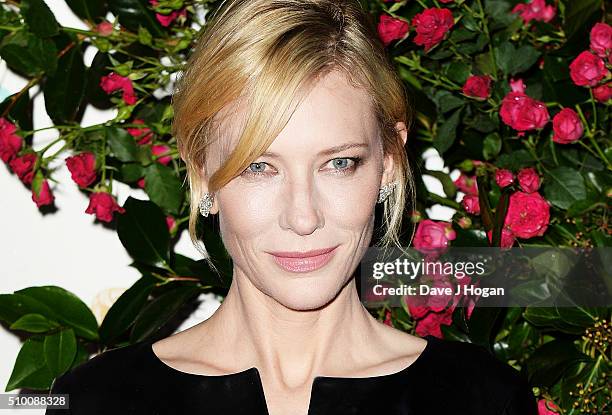 Cate Blanchett attends the Lancome BAFTA nominees party at Kensington Palace on February 13, 2016 in London, England.