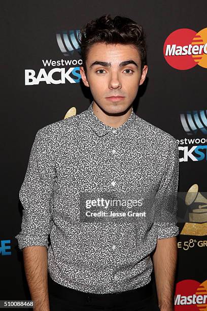 Singer Nathan Sykes attends the Westwood One Radio Remotes during The 58th GRAMMY Awards at Staples Center on February 13, 2016 in Los Angeles,...