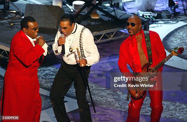 Ron, Rudolf and Ernie Isley of the Musical Group The Isley Brothers perform on stage at the 2004 Black Entertainment Awards held at the Kodak Theatre...