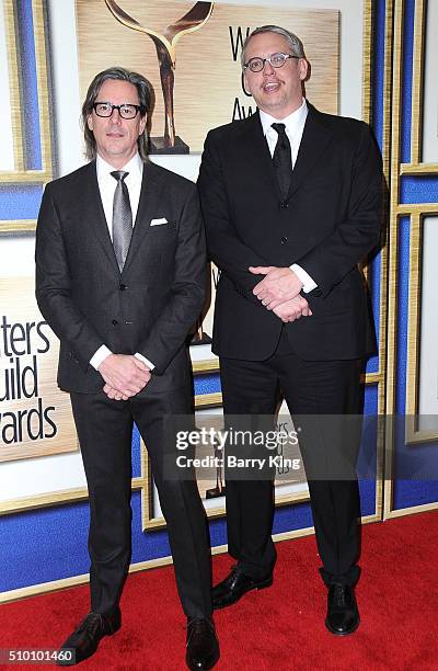 Writer Charles Randolph and director/writer Adam McKay attend the 2016 Writers Guild Awards L.A. Ceremony at the Hyatt Regency Century Plaza on...