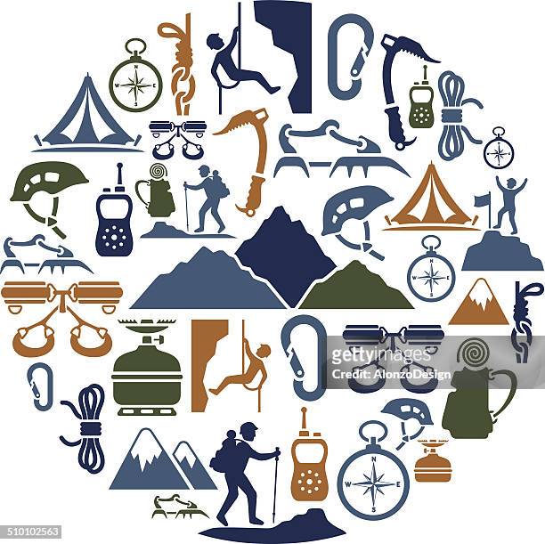 klettern collage - hike mountain stock-grafiken, -clipart, -cartoons und -symbole