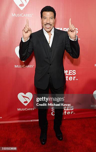 Honoree Lionel Richie attends the 2016 MusiCares Person of the Year honoring Lionel Richie at the Los Angeles Convention Center on February 13, 2016...